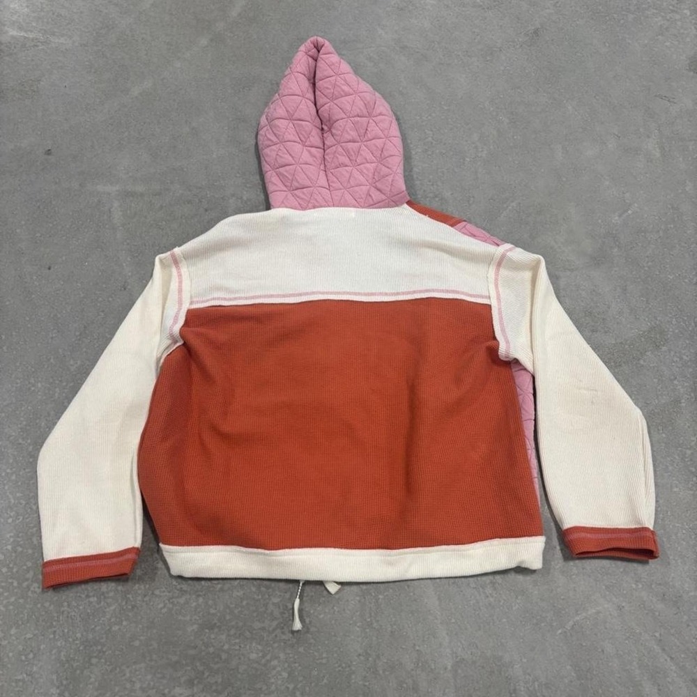 Mod Boutique Pink, White & Orange Quilted Jacket Geometric Pattern Size Small - Picture 6 of 7